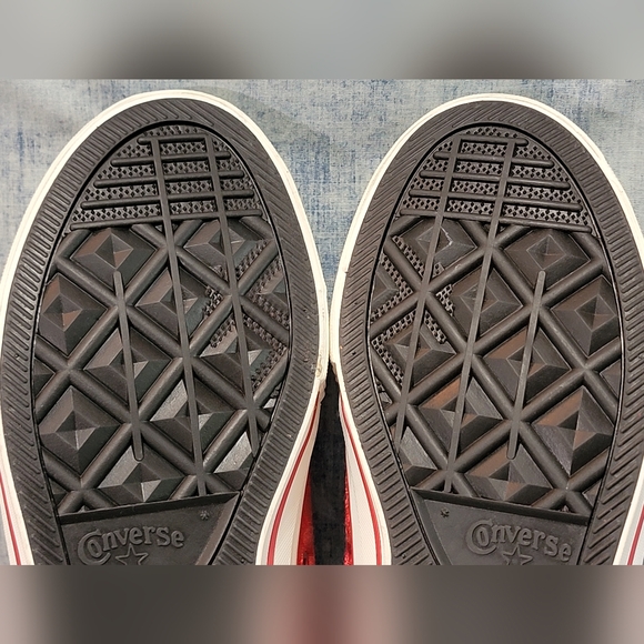 Converse All Stars Mens 9 NEW Red Leather + Snake Skin Look High Top 148837C - Picture 12 of 16